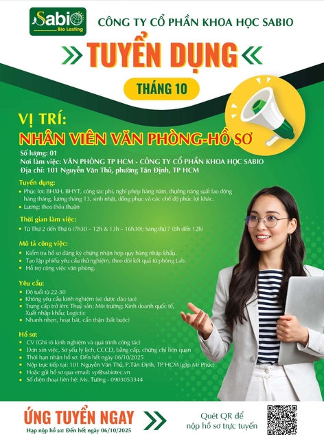 TUYỂN DỤNG THÁNG 10/2025